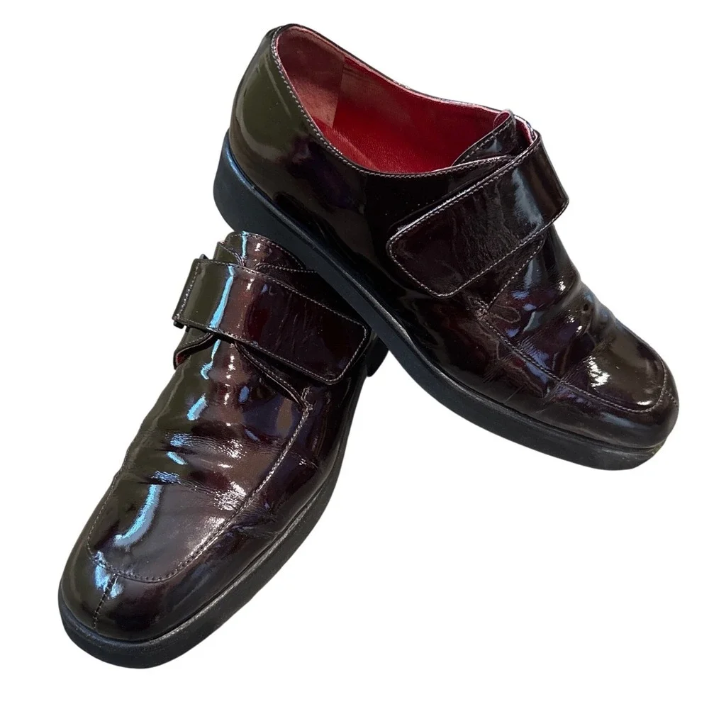 Vintage Y2K LOTUSSE‎ El Corte Ingles Men's Patent Leather Monk Strap Shoes